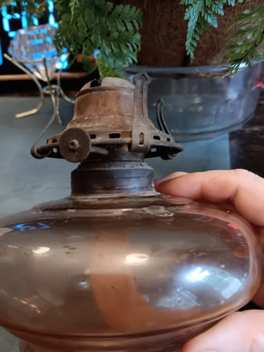 Antique Queen Anne No.2 Oil Lamp Glass Kerosene oil Lamp LQQK!